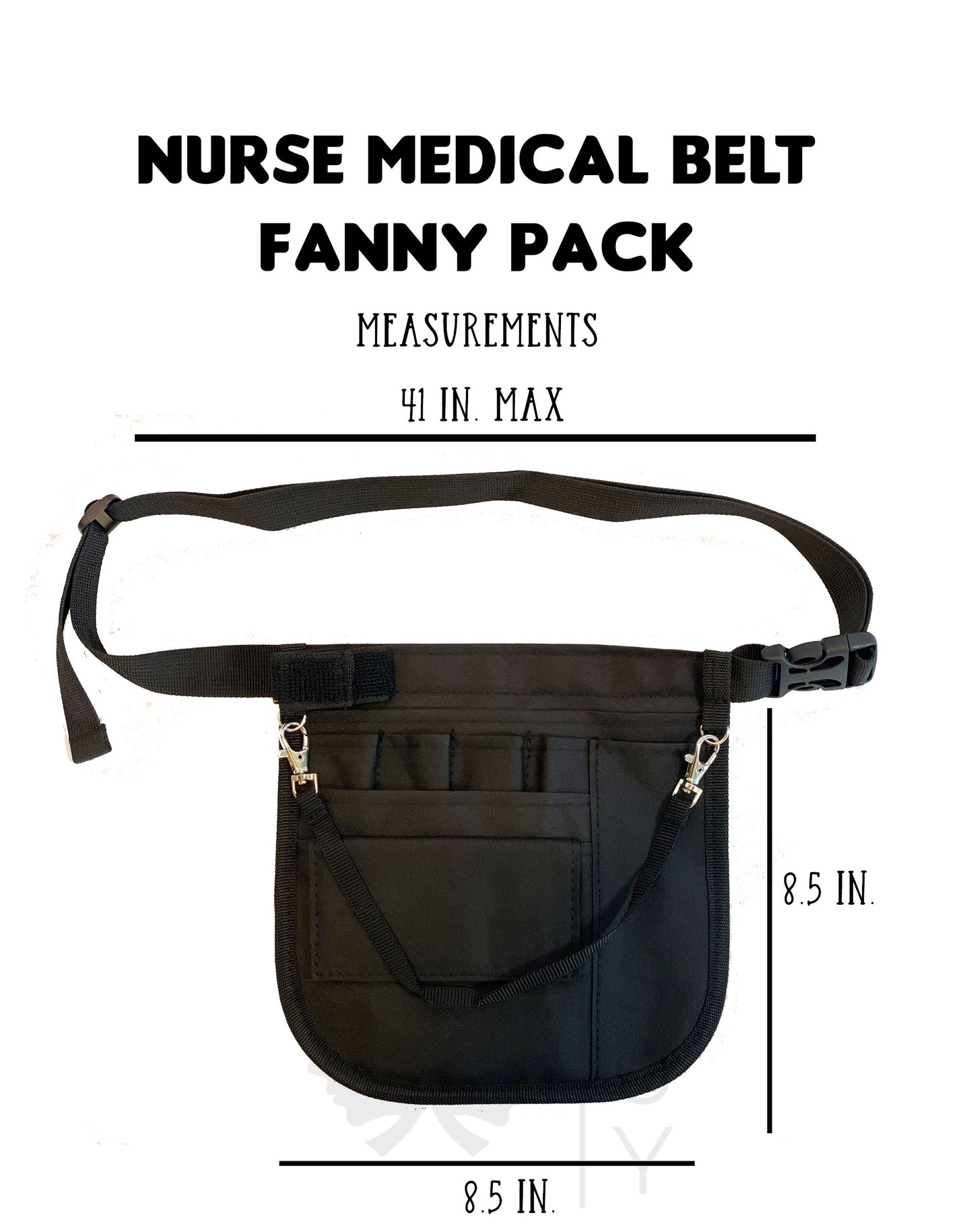 Personalized | Black Medical Nurse Fanny Pack Organizer with Mesh and Stethoscope Holder