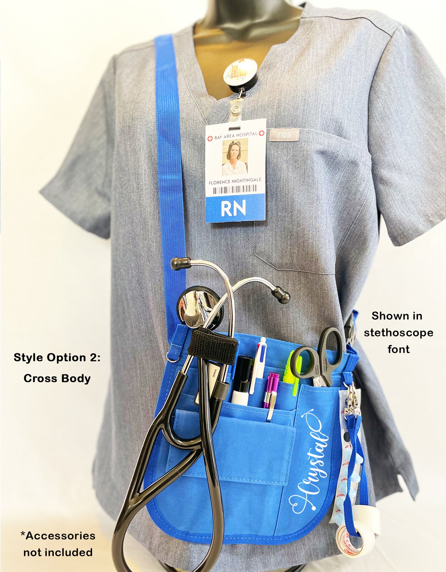 Personalized | Dark Blue Waist Organizer Fanny Pack with Mesh and Stethoscope Holder