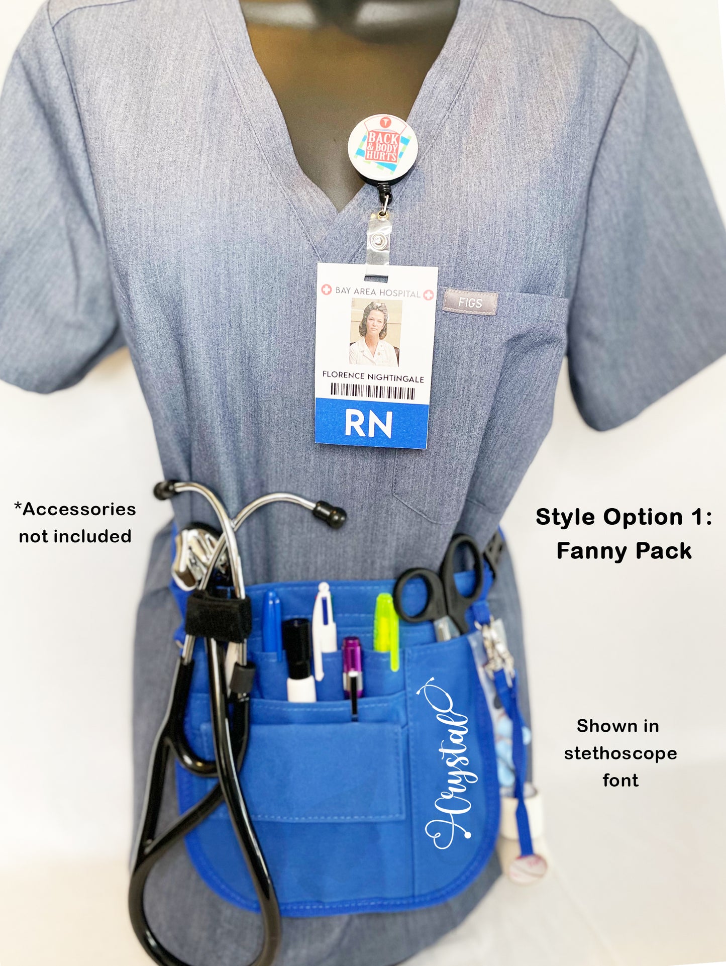 Personalized | Dark Blue Waist Organizer Fanny Pack with Mesh and Stethoscope Holder