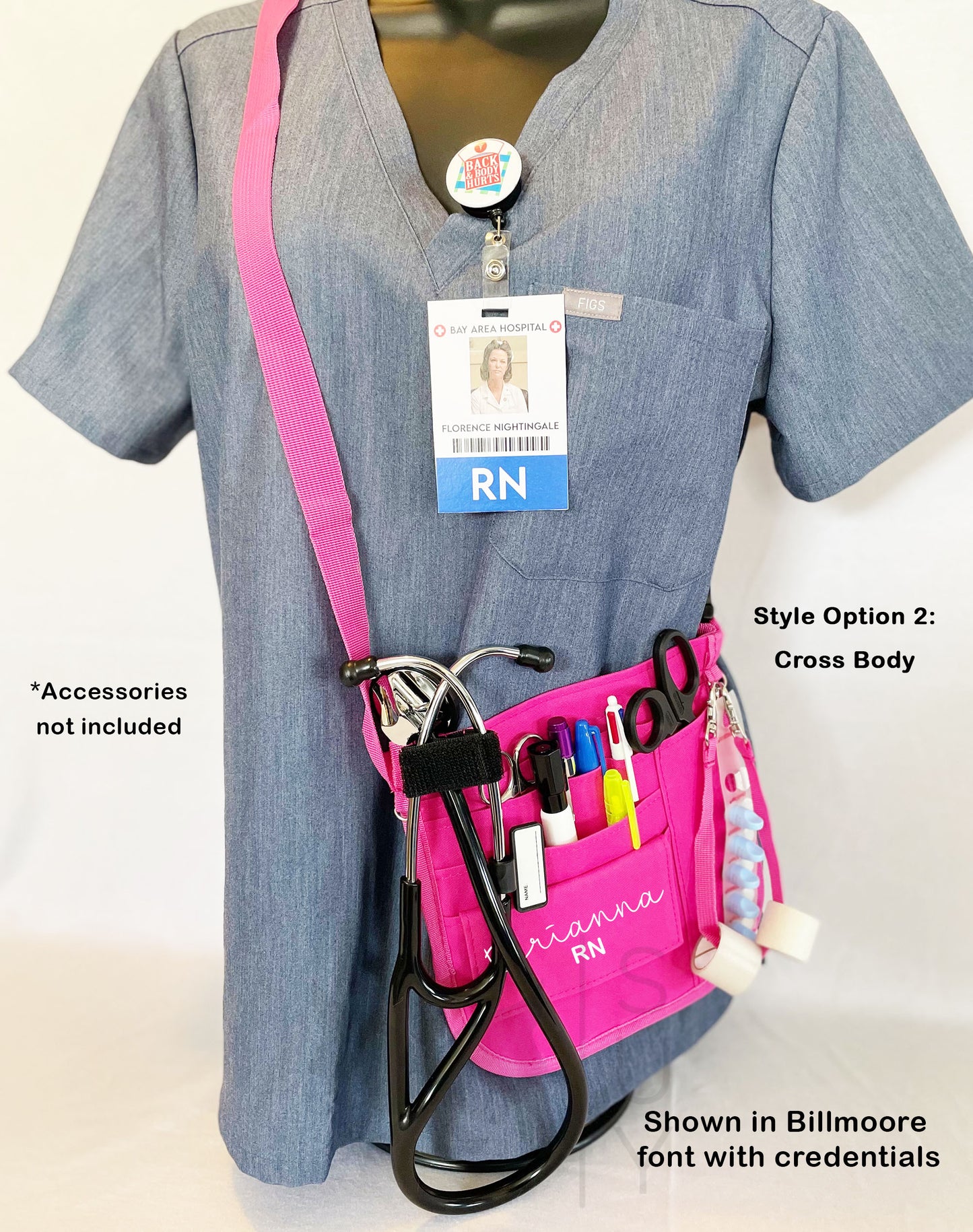 Personalized | Hot Pink Waist Organizer Fanny Pack with Mesh and Stethoscope Holder