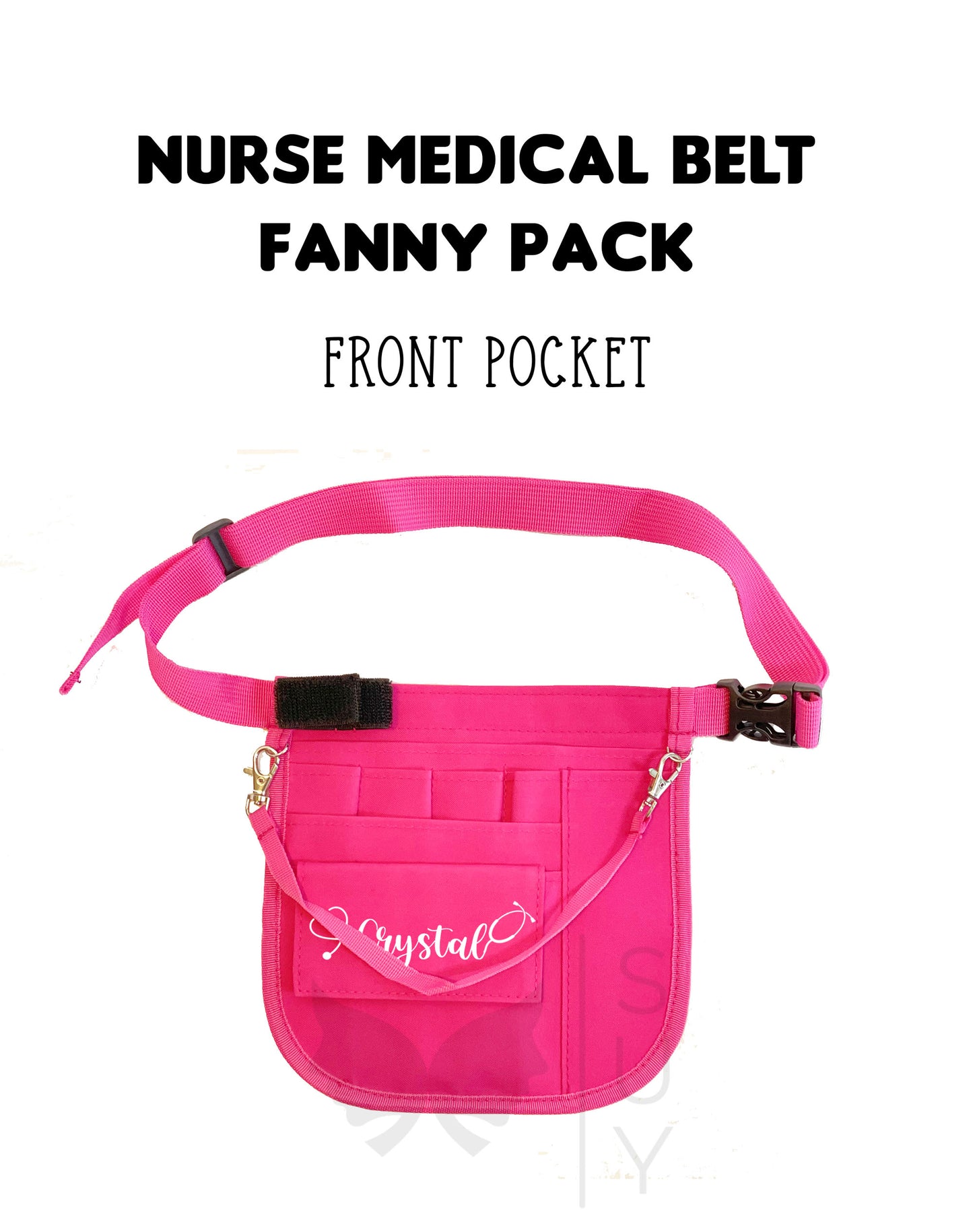 Personalized | Hot Pink Waist Organizer Fanny Pack with Mesh and Stethoscope Holder