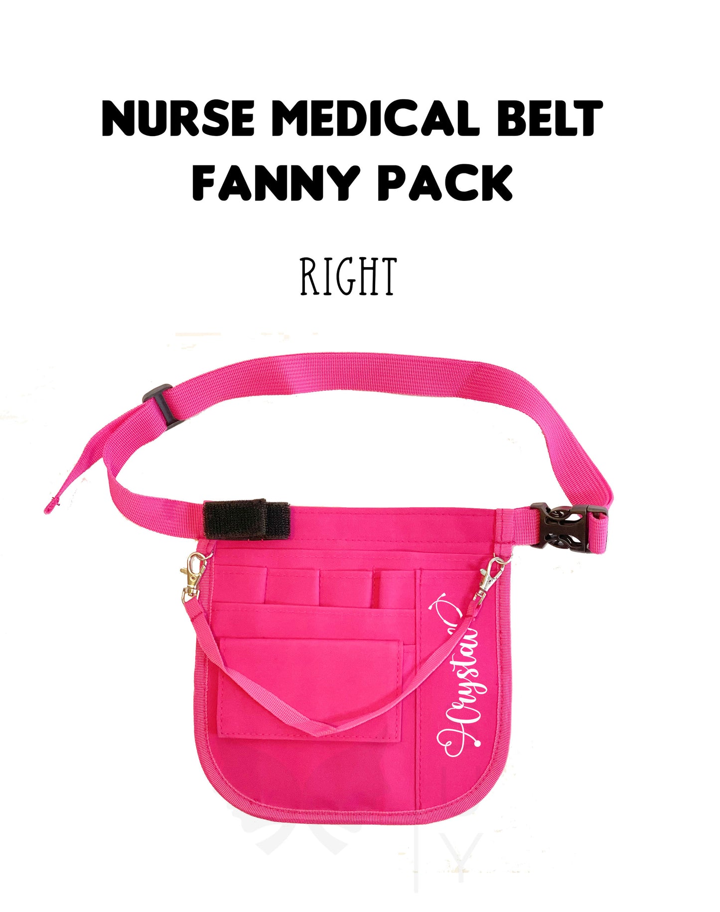 Personalized | Hot Pink Waist Organizer Fanny Pack with Mesh and Stethoscope Holder