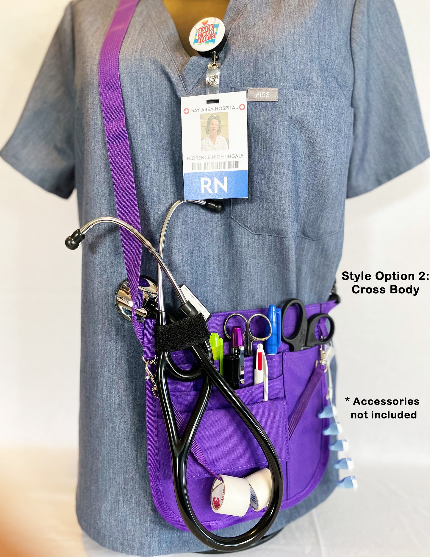 Personalized | Purple Waist Organizer Fanny Pack with Mesh and Stethoscope Holder