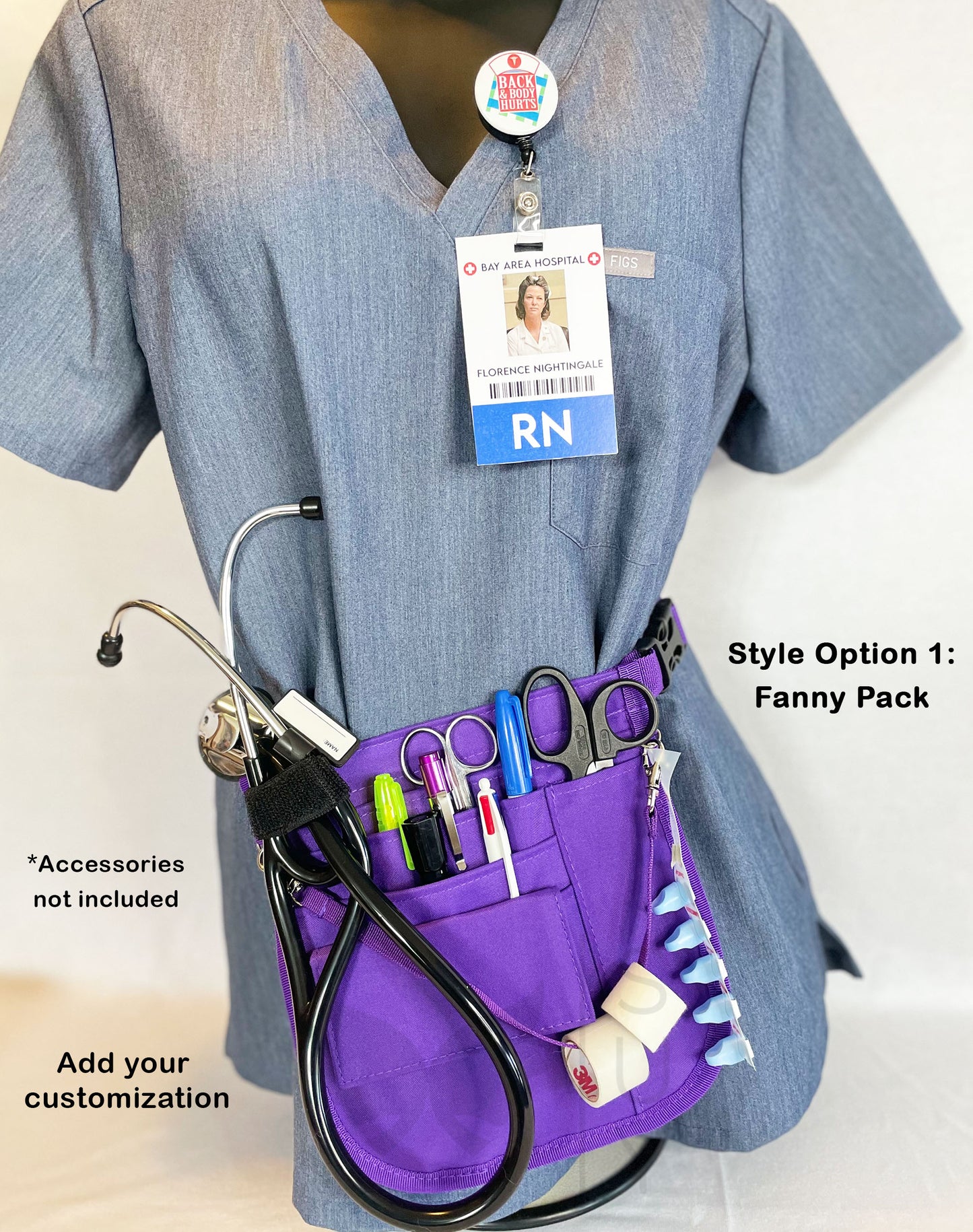 Personalized | Purple Waist Organizer Fanny Pack with Mesh and Stethoscope Holder