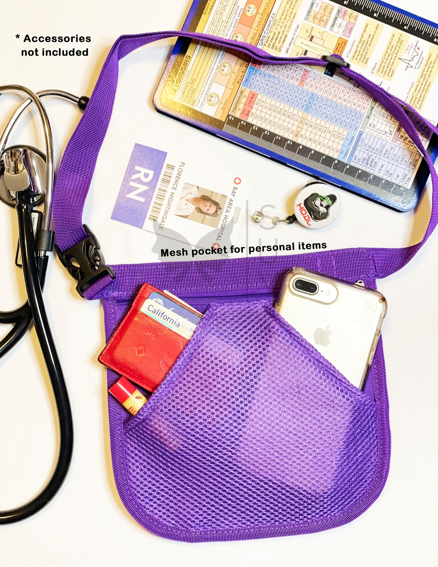 Personalized | Purple Waist Organizer Fanny Pack with Mesh and Stethoscope Holder