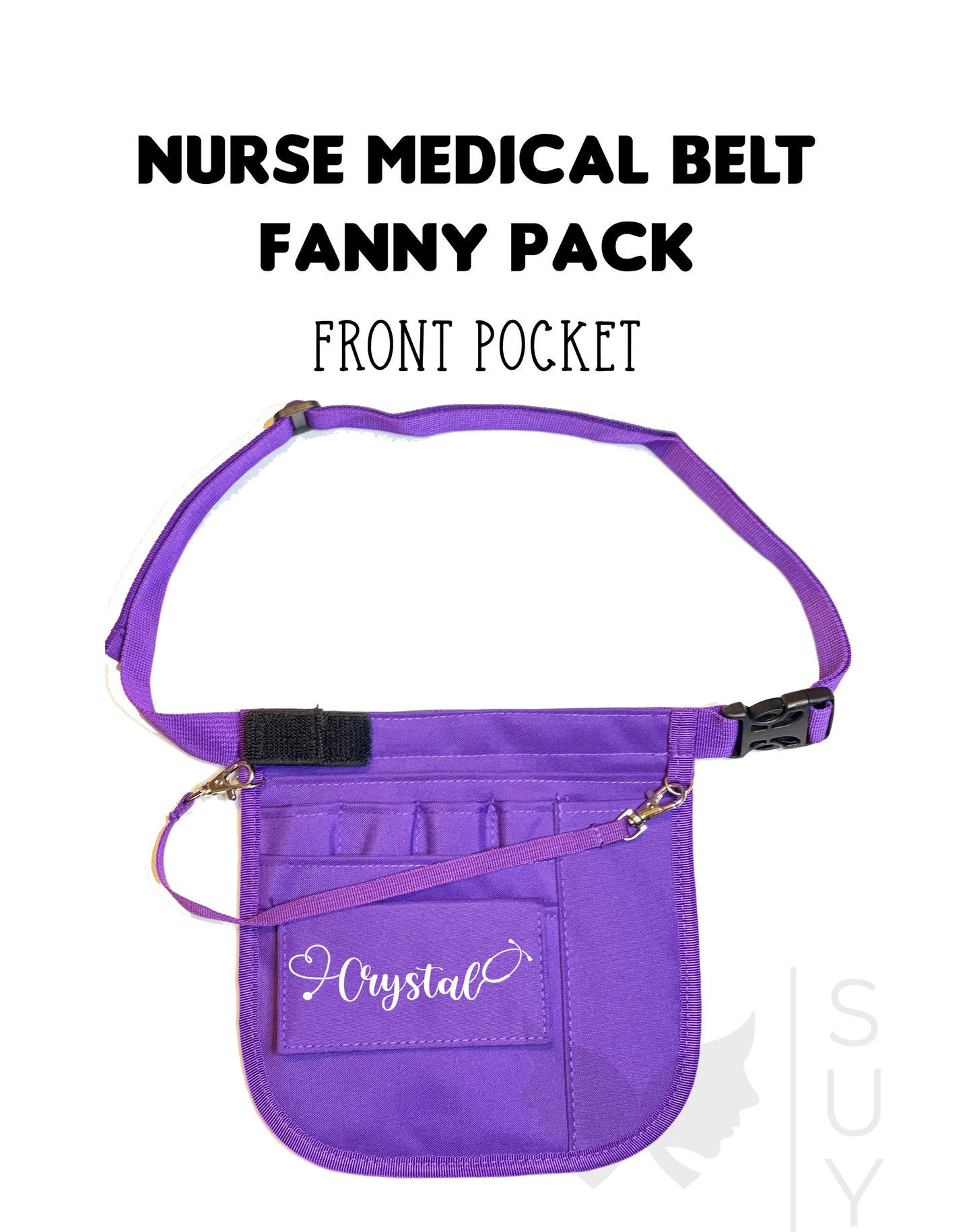 Personalized | Purple Waist Organizer Fanny Pack with Mesh and Stethoscope Holder