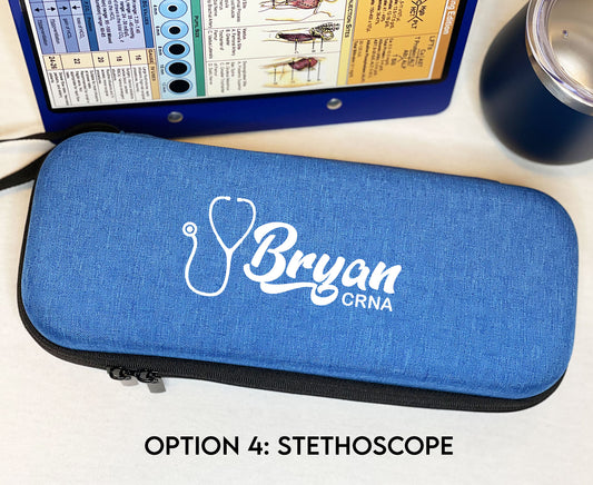 Custom Gift | Blue Hard Protective Zipper Case for Stethoscope and Medical Supplies