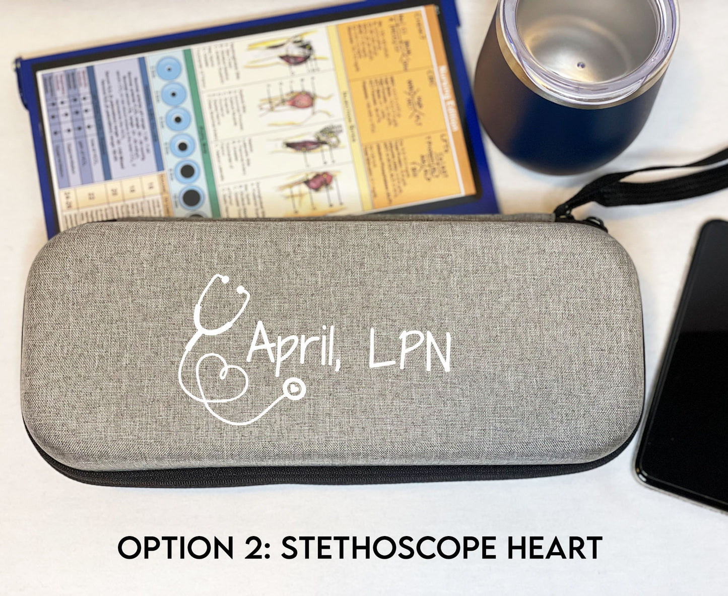 Custom Gift | Grey Hard Protective Zipper Case for Stethoscope and Medical Supplies