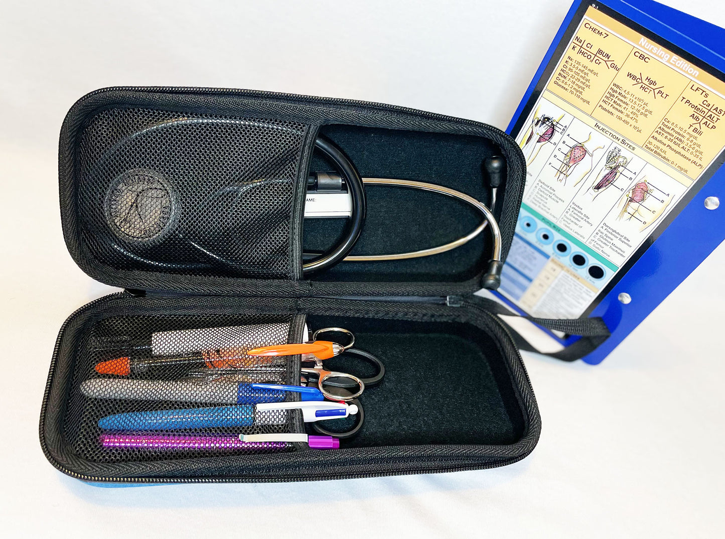 Custom Gift | Blue Hard Protective Zipper Case for Stethoscope and Medical Supplies