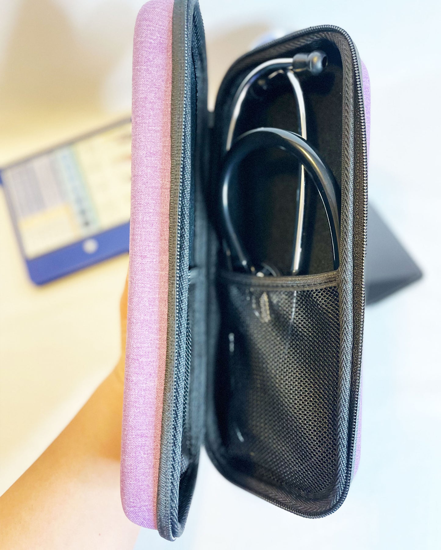 Custom Gift | Purple Hard Protective Zipper Case for Stethoscope and Medical Supplies