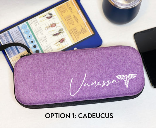 Custom Gift | Purple Hard Protective Zipper Case for Stethoscope and Medical Supplies