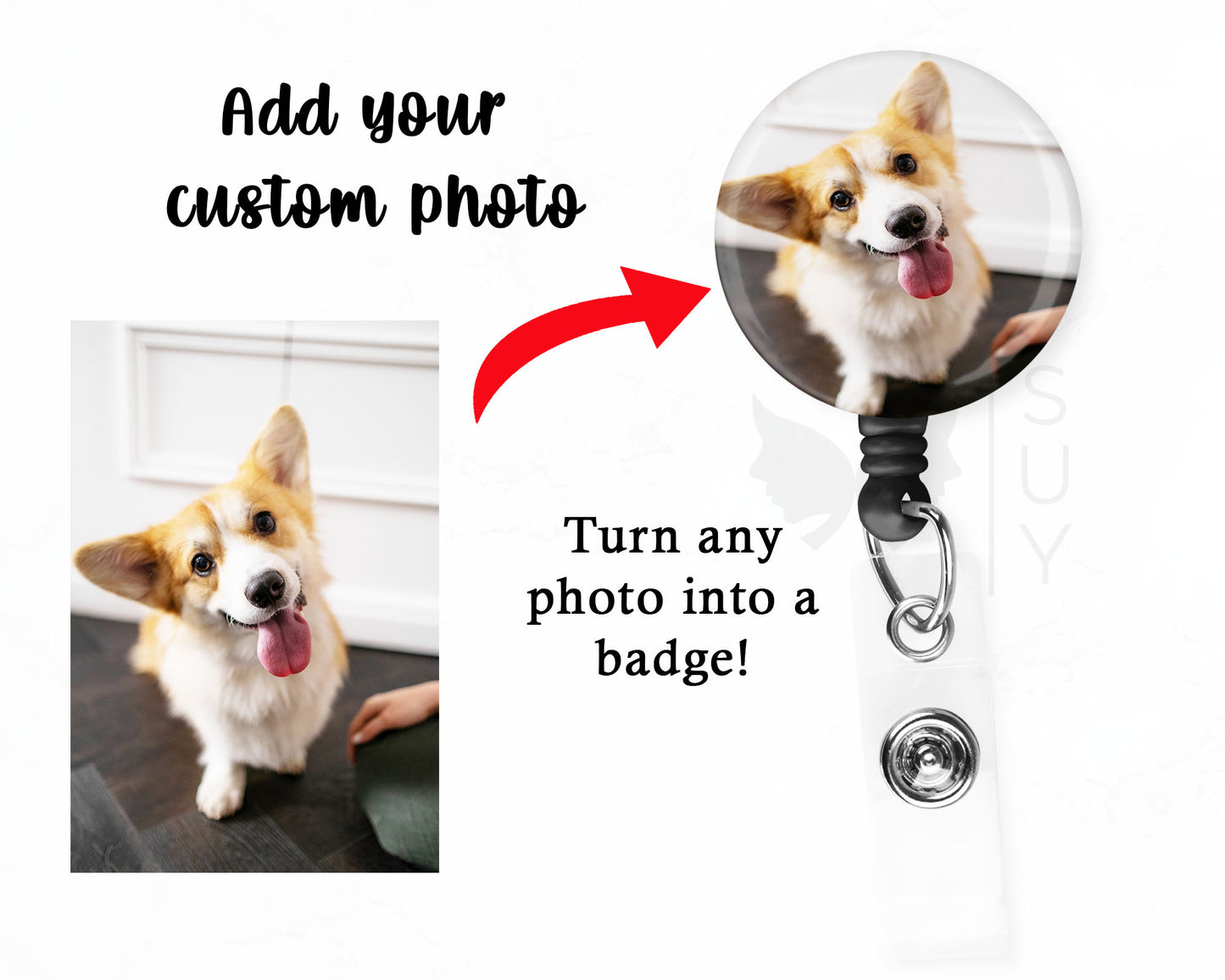 Custom 1.5" Photo Button Badge Reel Holder - Add ANY Photo!