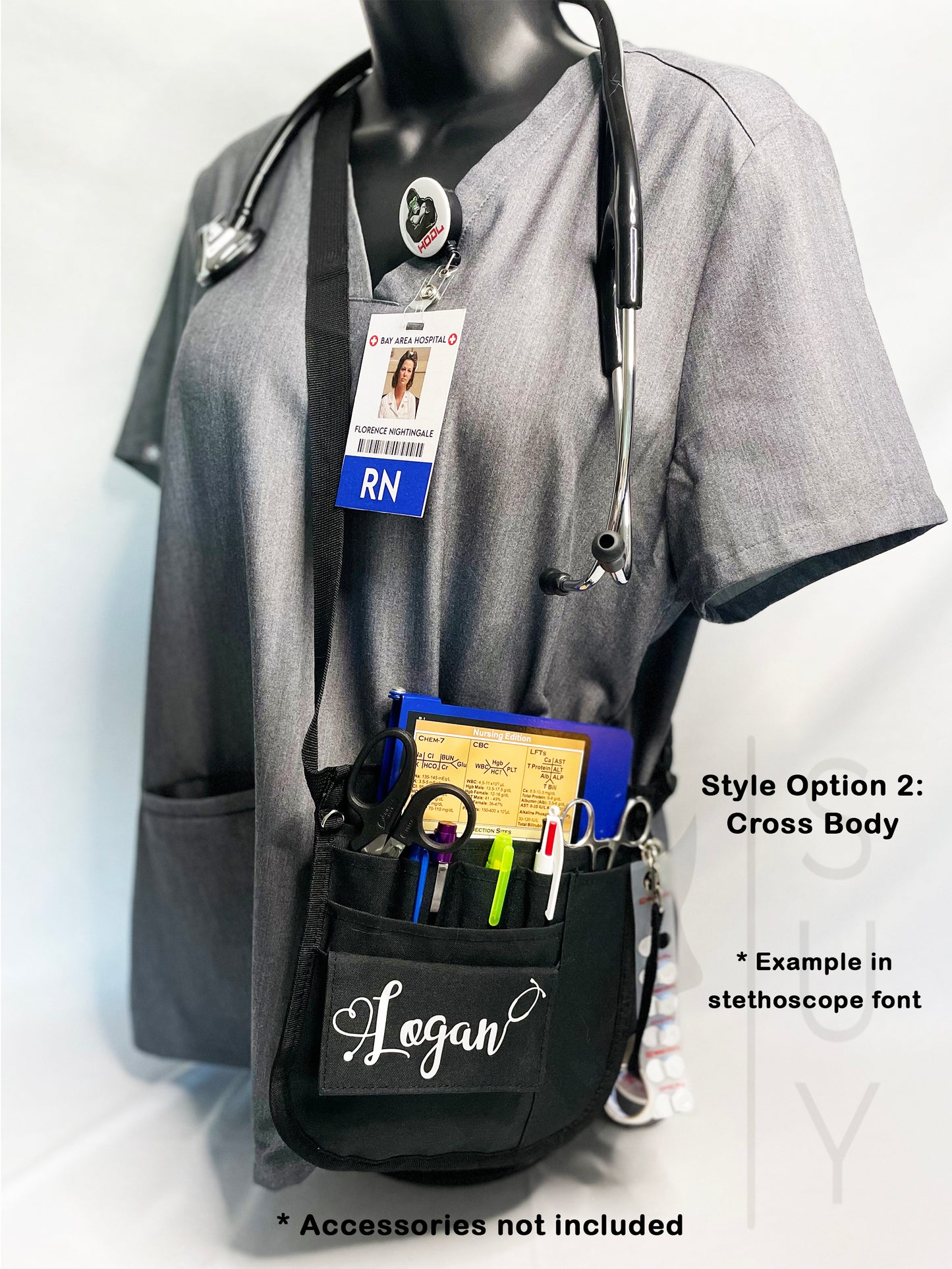 Badge Reel and Black Waist Organizer Fanny Pack Combination