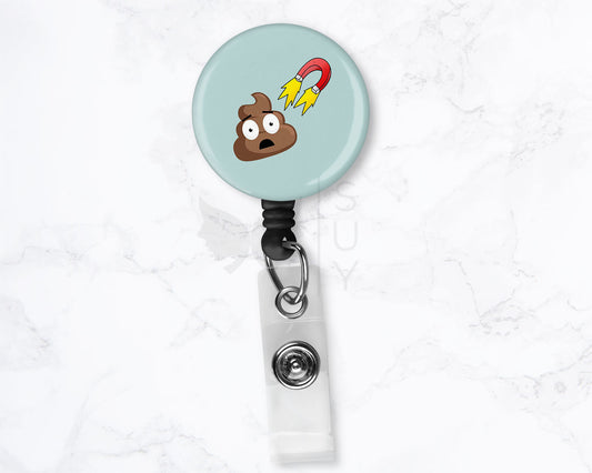 Poop Magnet | Funny Medical Black Badge Reel Holder