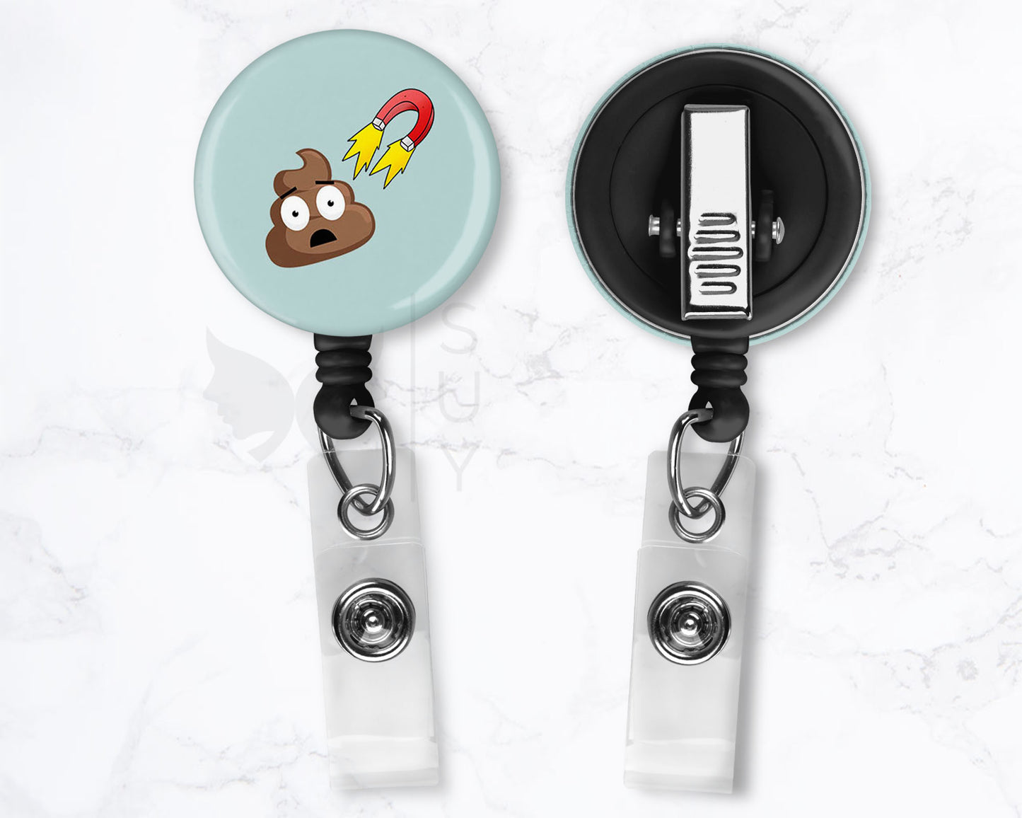 Poop Magnet | Funny Medical Black Badge Reel Holder