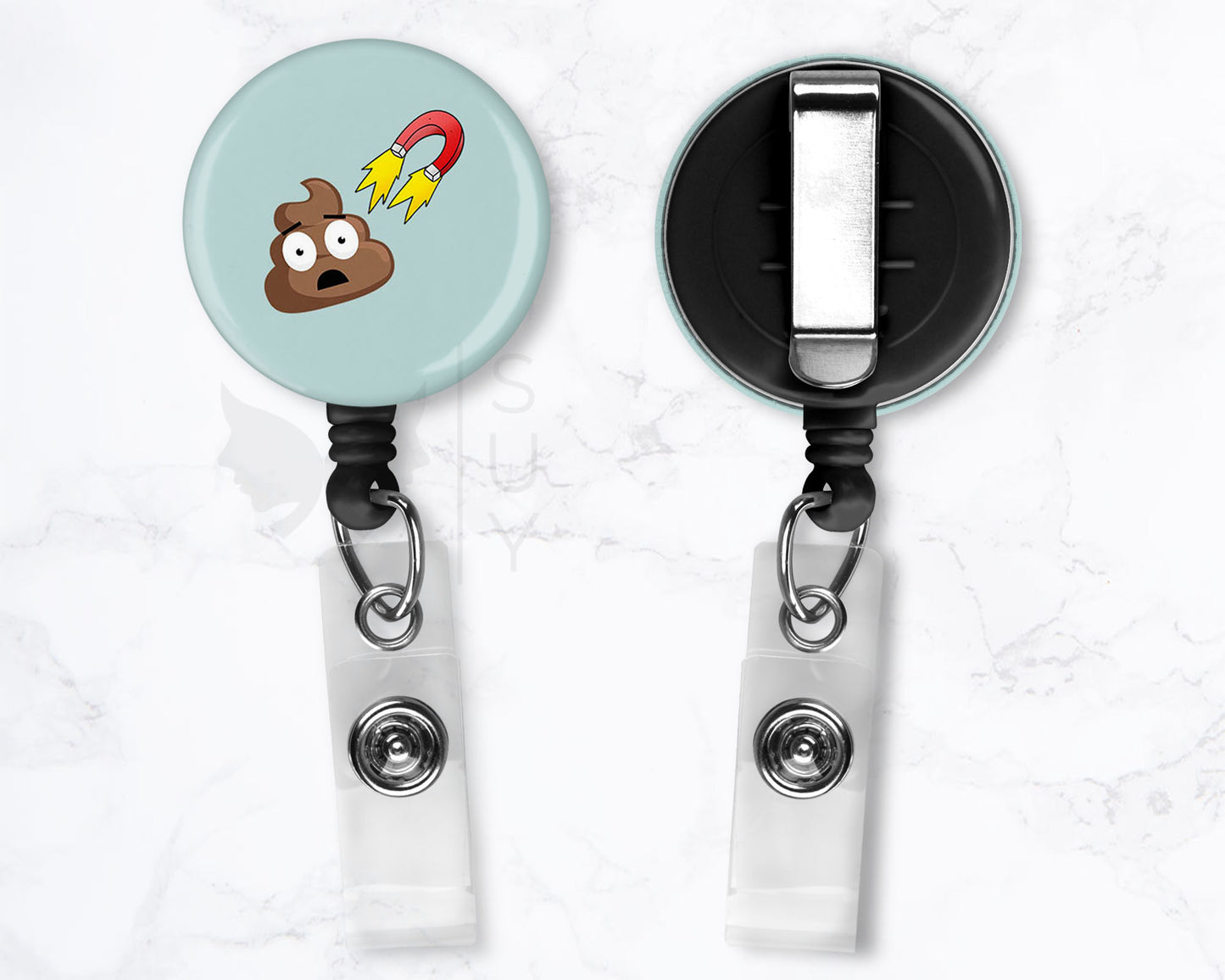 Poop Magnet | Funny Medical Black Badge Reel Holder