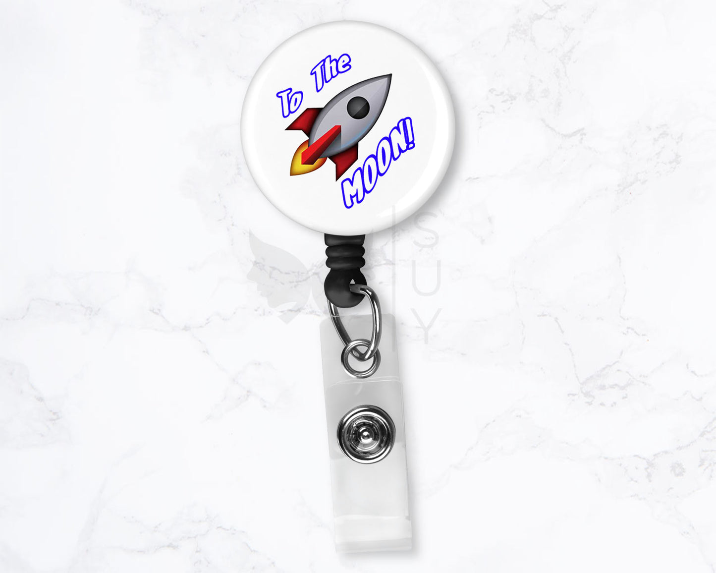 Rocket To The Moon AMC Stock Market | 1.5" Retractable Badge Reel Holder Clip