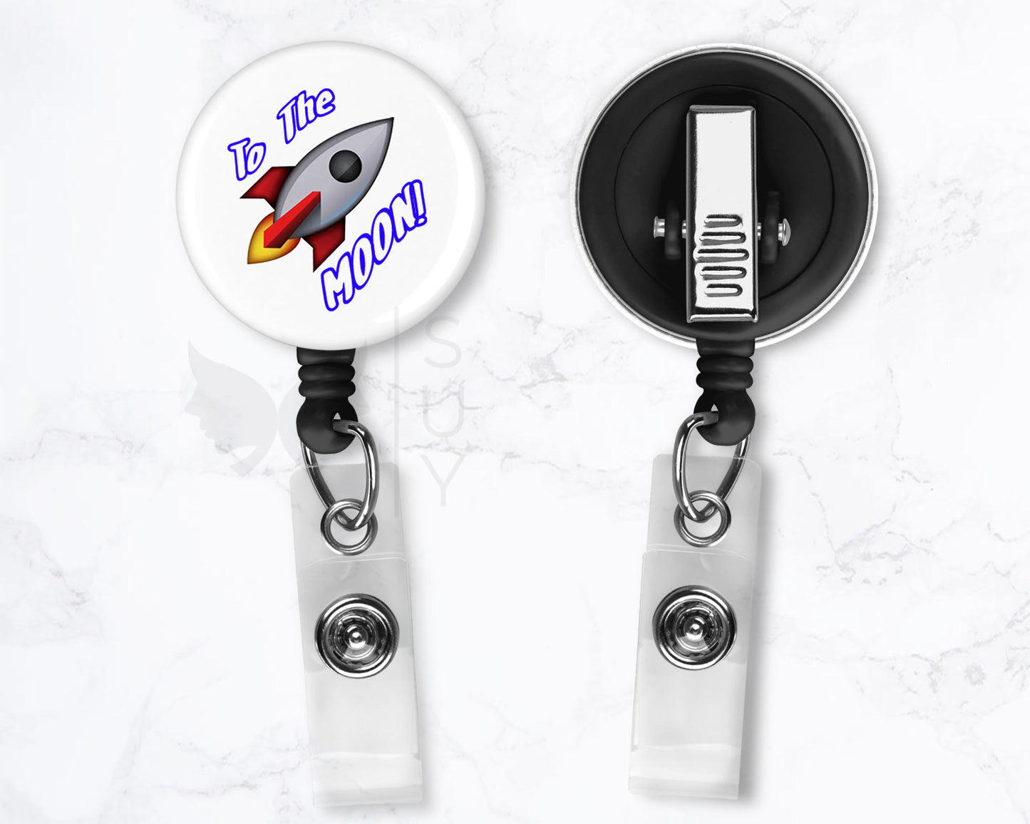 Rocket To The Moon AMC Stock Market | 1.5" Retractable Badge Reel Holder Clip