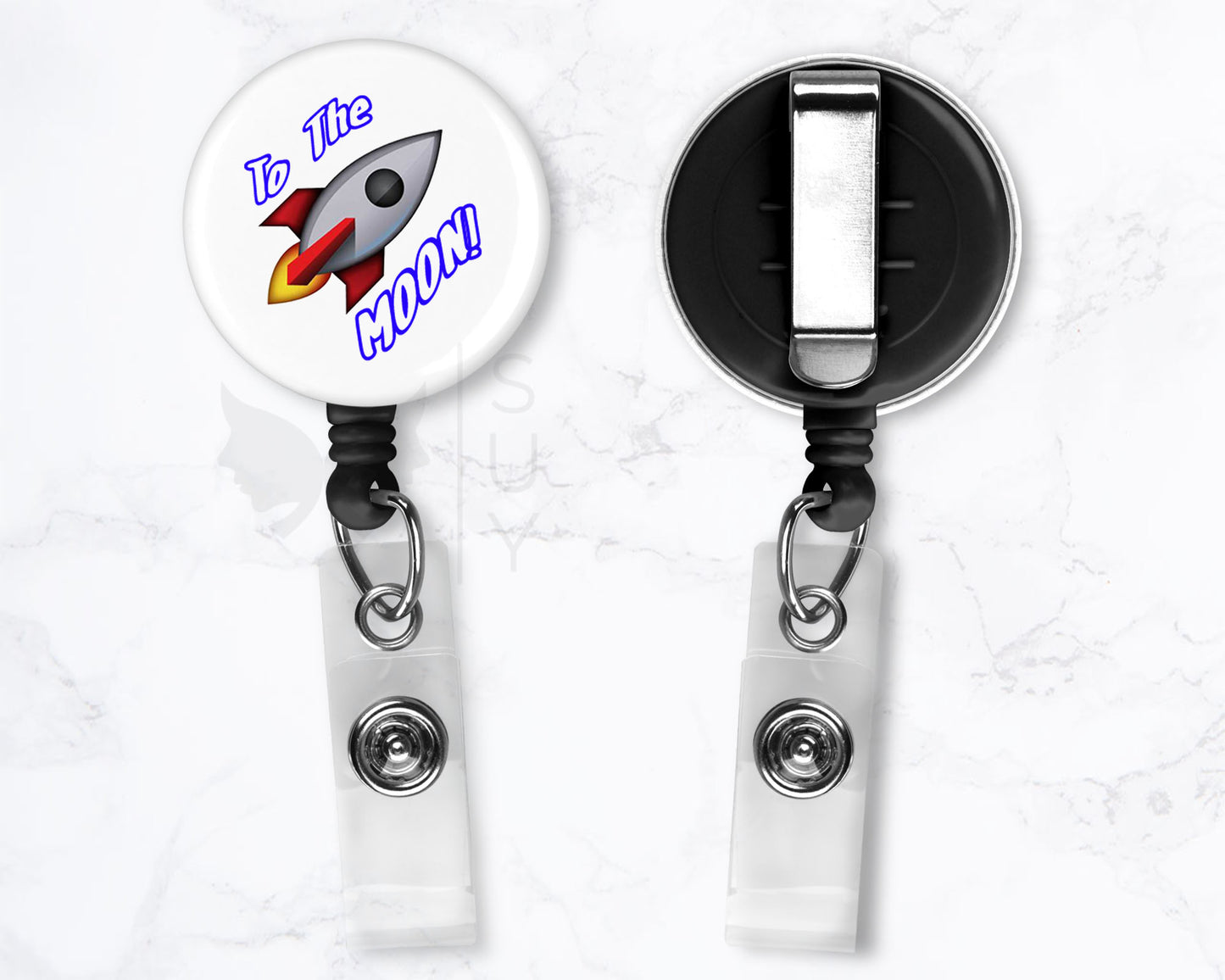 Rocket To The Moon AMC Stock Market | 1.5" Retractable Badge Reel Holder Clip