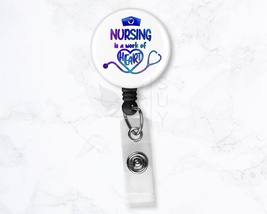 Nursing is a Work of Heart | Medical Black Badge Reel Holder