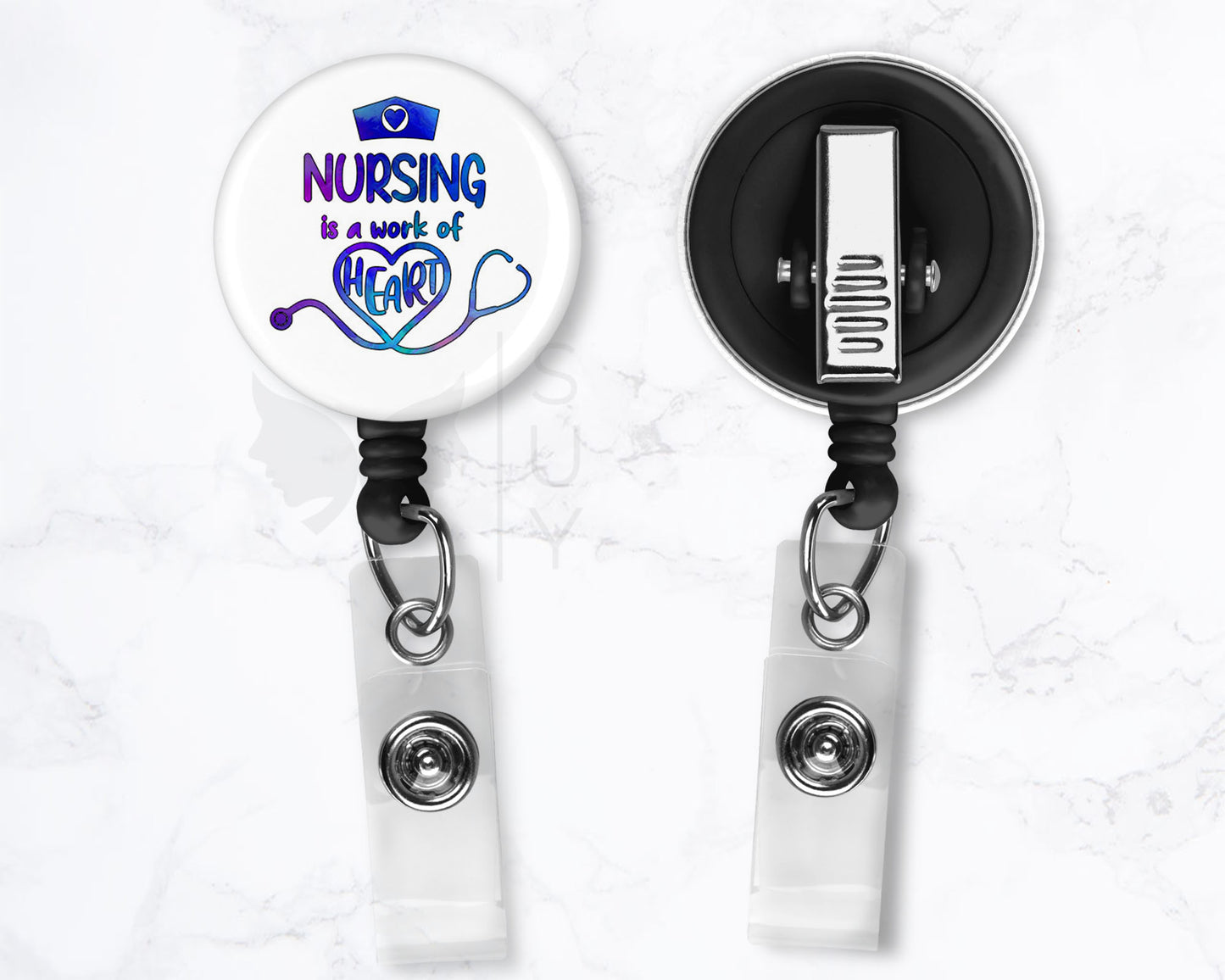 Nursing is a Work of Heart | Medical Black Badge Reel Holder