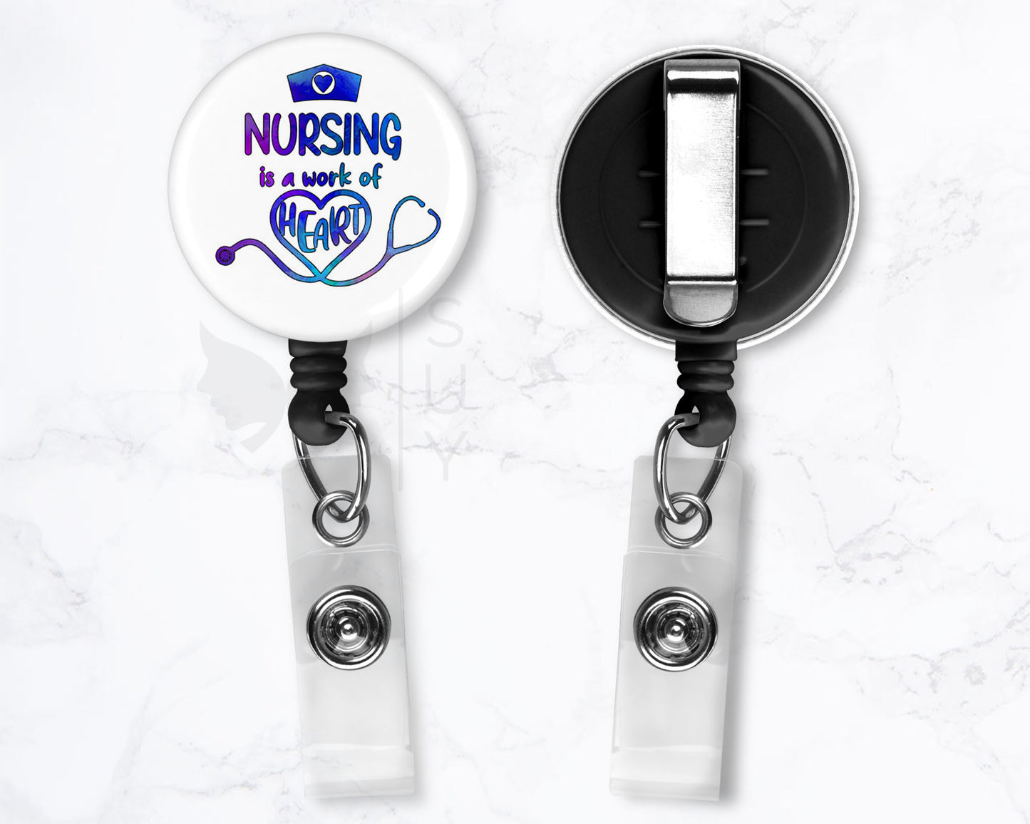 Nursing is a Work of Heart | Medical Black Badge Reel Holder