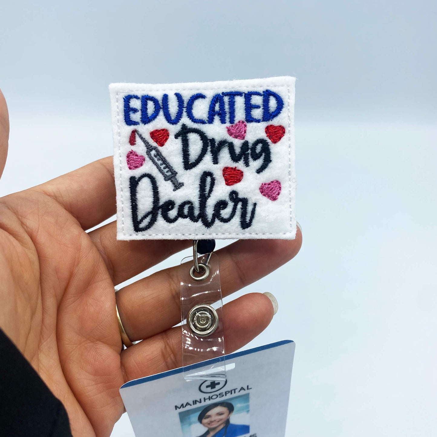 Retractable Badge Holder Reel - Educated Drug Dealer