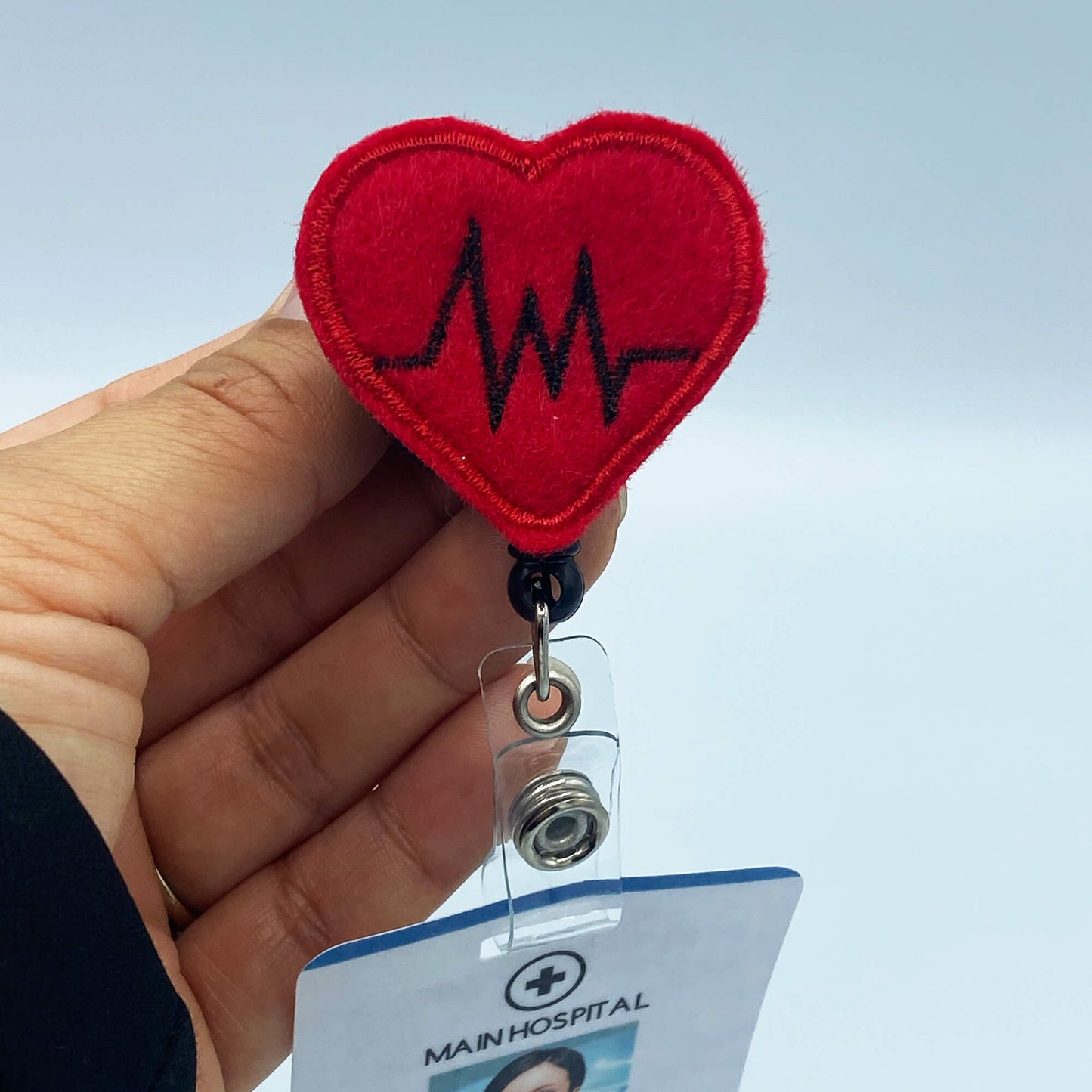 Retractable Badge Holder Reel - EKG Heart Beat