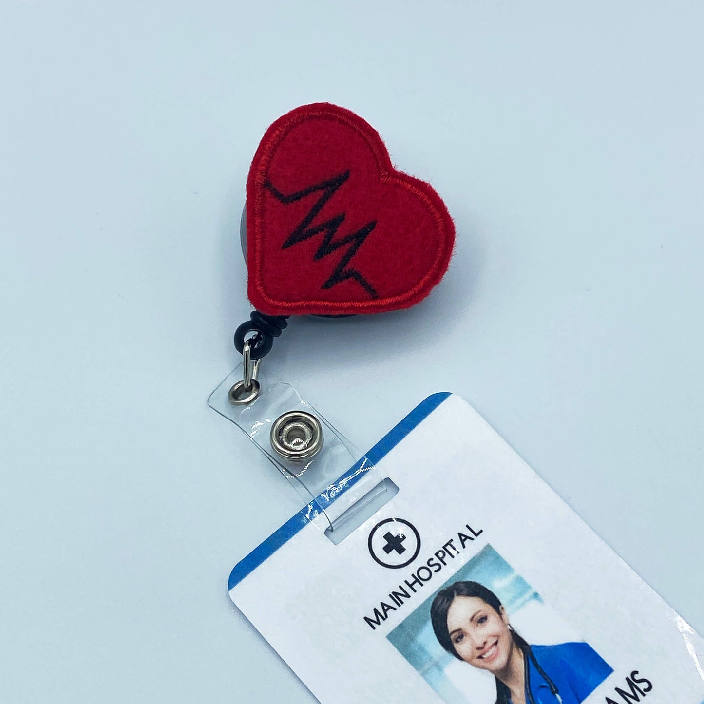 Retractable Badge Holder Reel - EKG Heart Beat