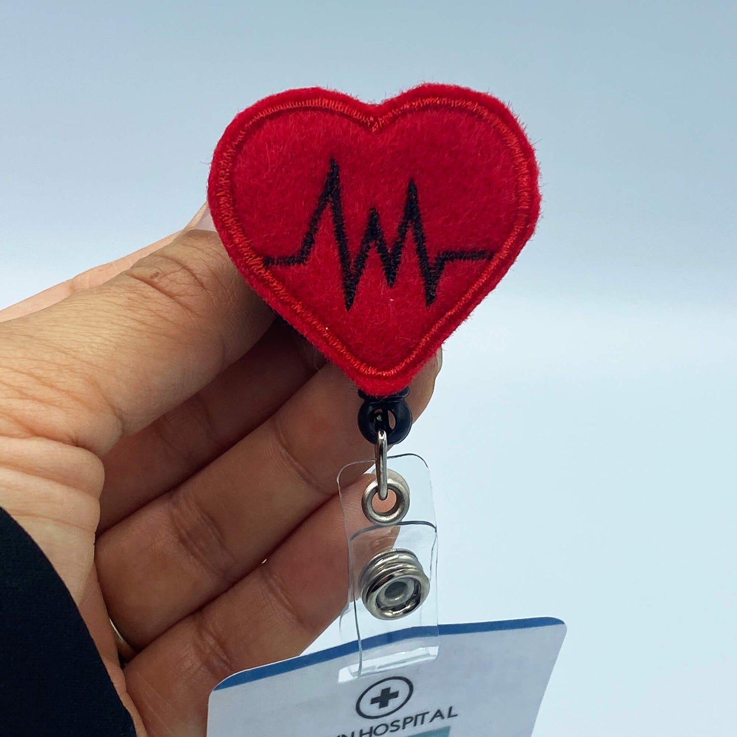 Retractable Badge Holder Reel - EKG Heart Beat