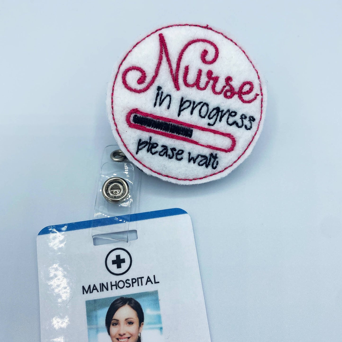 Retractable Badge Holder Reel - Nurse In Progress, Please Wait