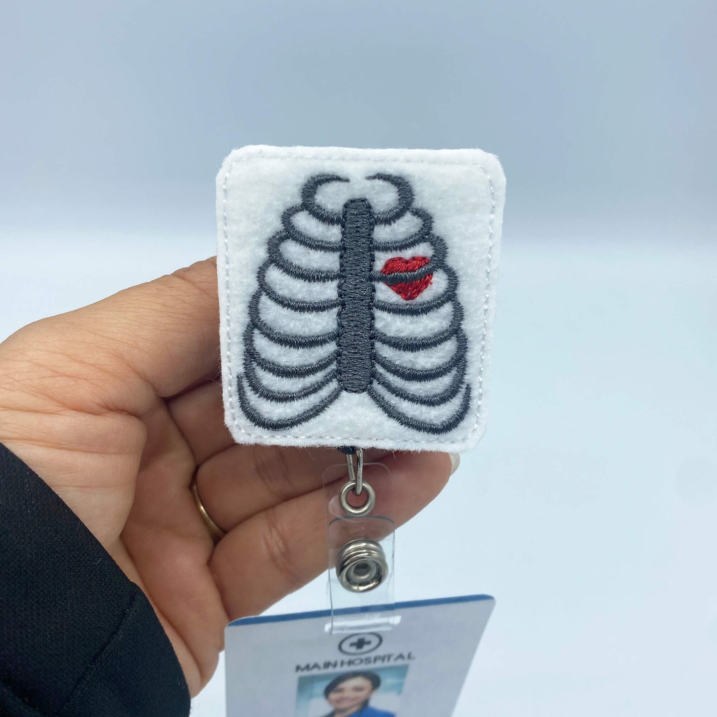 Retractable Badge Holder Reel - X-ray with Heart